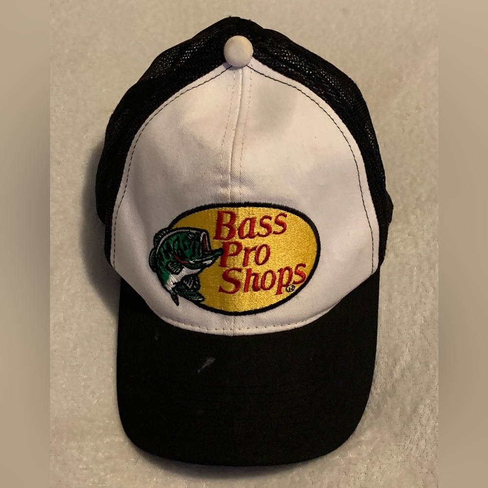 Dirty Black & White Bass Pro Shops hat